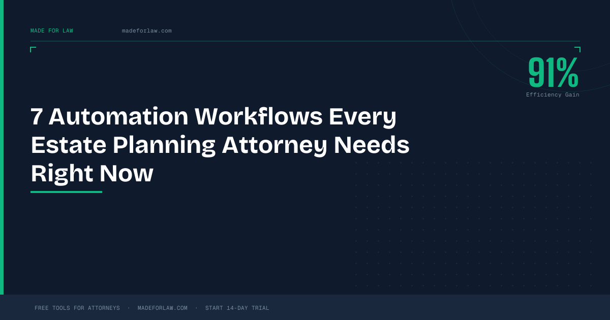 Estate planning attorney reviewing a CRM automation workflow on a laptop