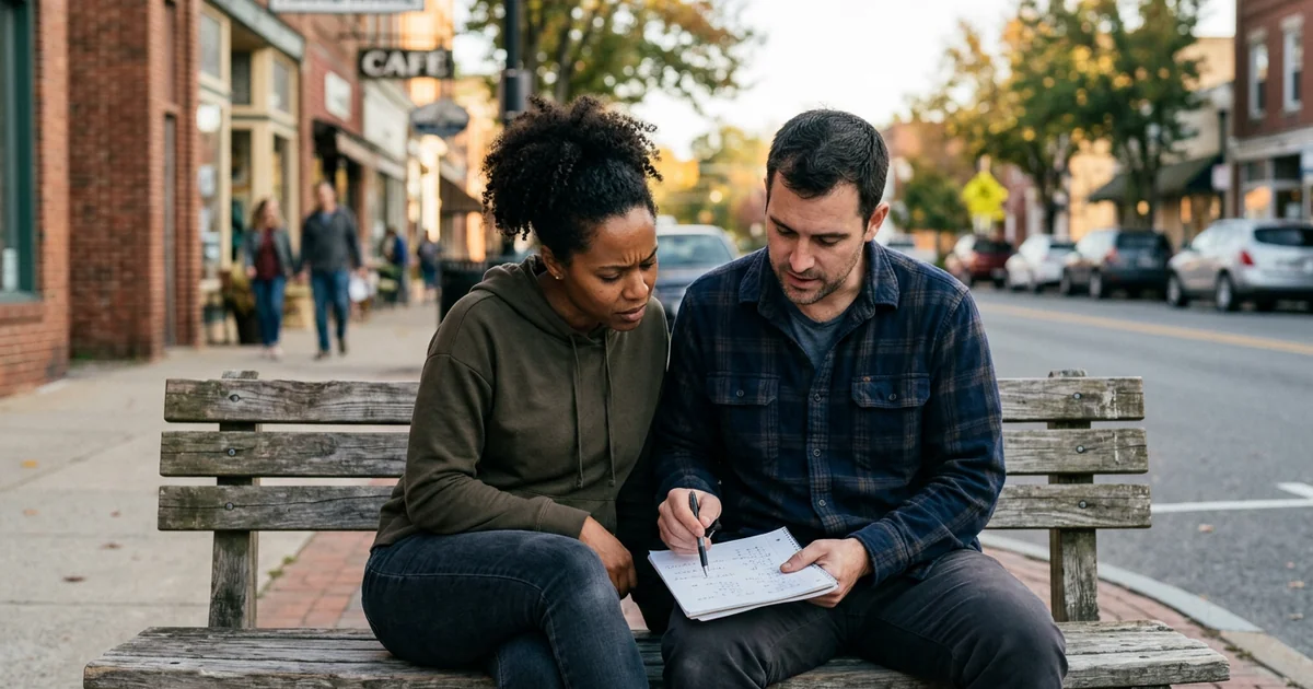 Person organizing financial documents and creating a budget plan