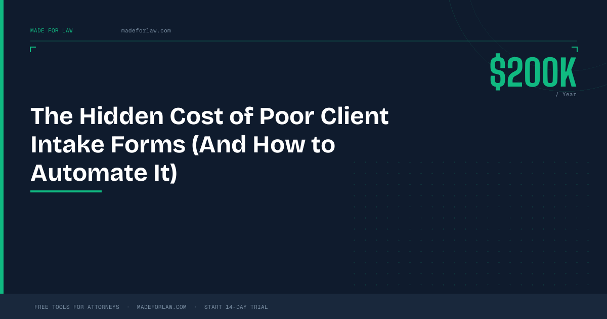 Attorney reviewing a client intake form with too many fields on a desktop
