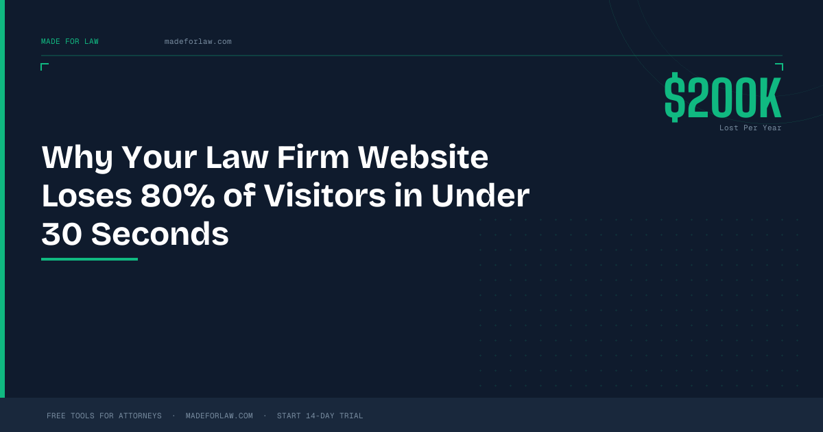 Law firm website on a laptop showing a contact form with poor conversion signals