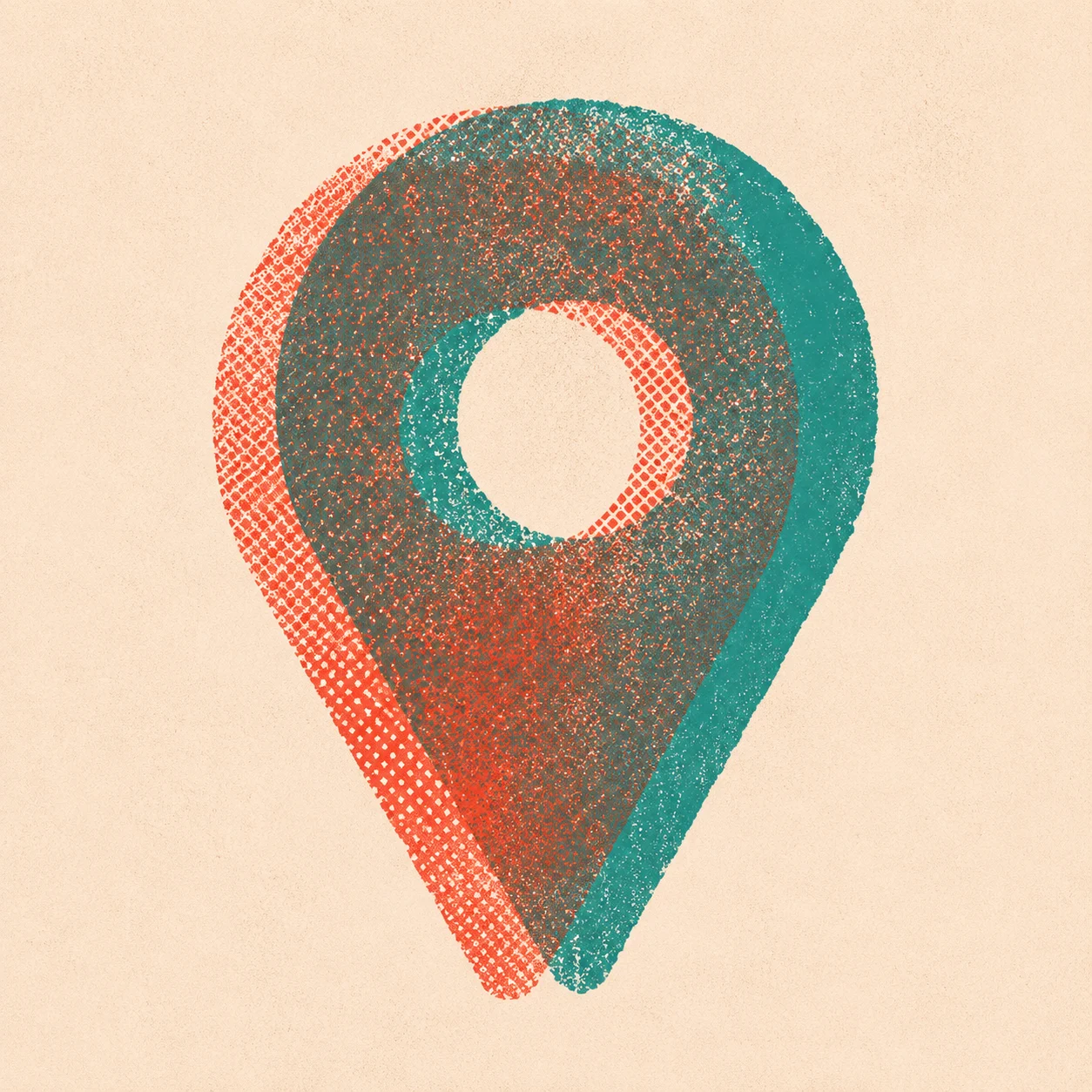 Risograph map pin accent image for an attorney local SEO article section divider