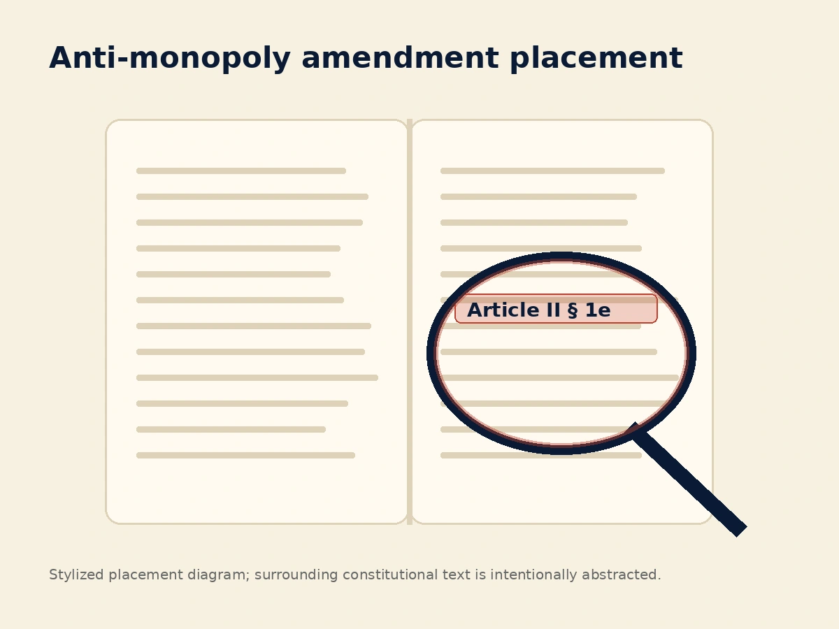 Illustration of the Ohio Constitution with Article II Section 1e highlighted by a magnifying glass