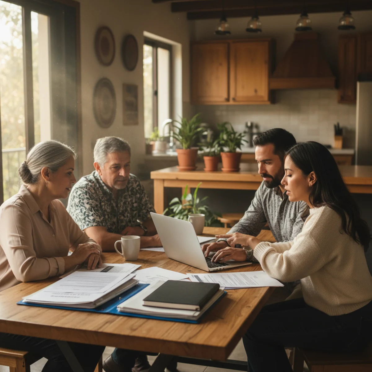 Child Support Estimator — Hawaii Family discussing child support calculation at home — Hawaii
