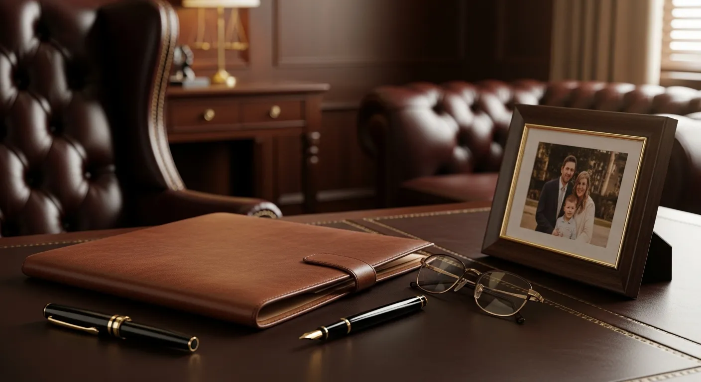 Attorney's desk with court paperwork
