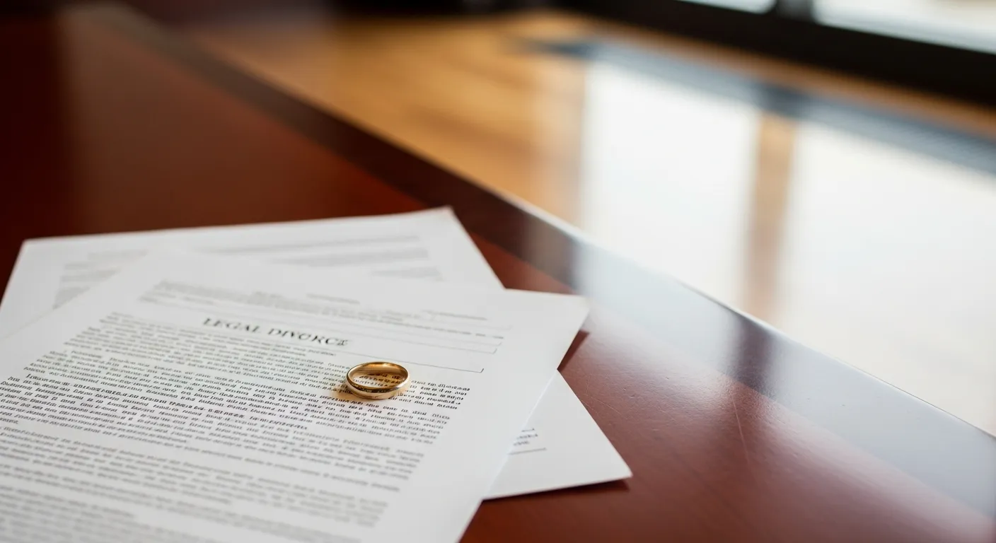 Legal documents and case files on attorney desk
