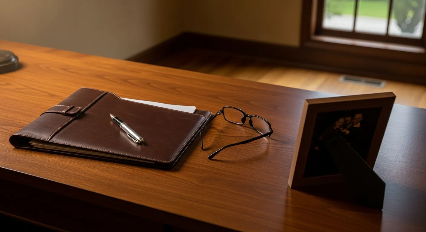 Attorney's desk with court paperwork
