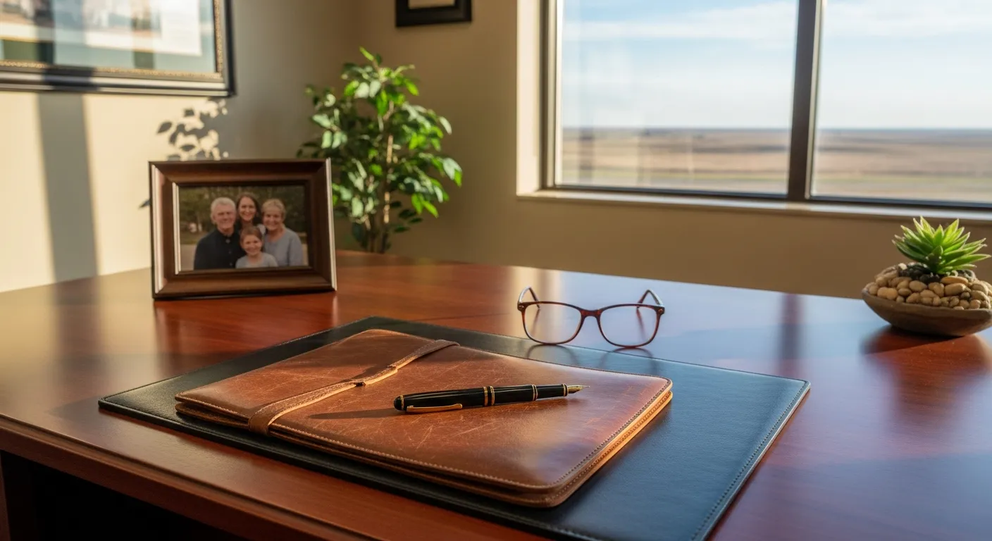 Attorney's desk with court paperwork