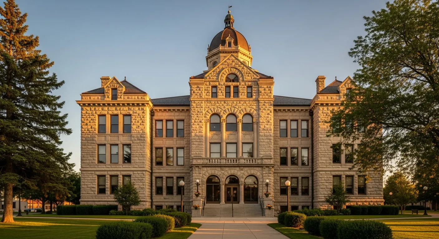 County courthouse where child support orders are processed in Lawrence County, South Dakota