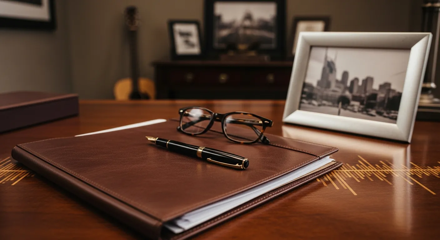 Attorney's desk with court paperwork