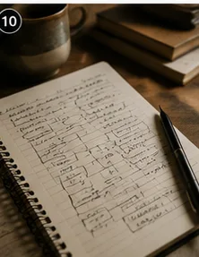 Handwritten case notes from a custody evaluator on a legal pad