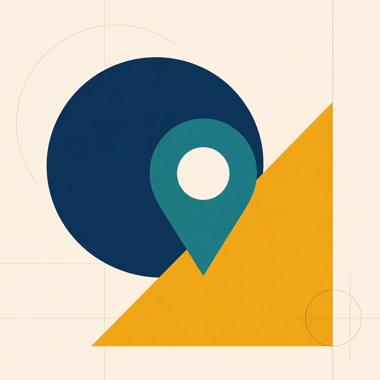 Bauhaus map pin accent image for a Google Business Profile article section divider