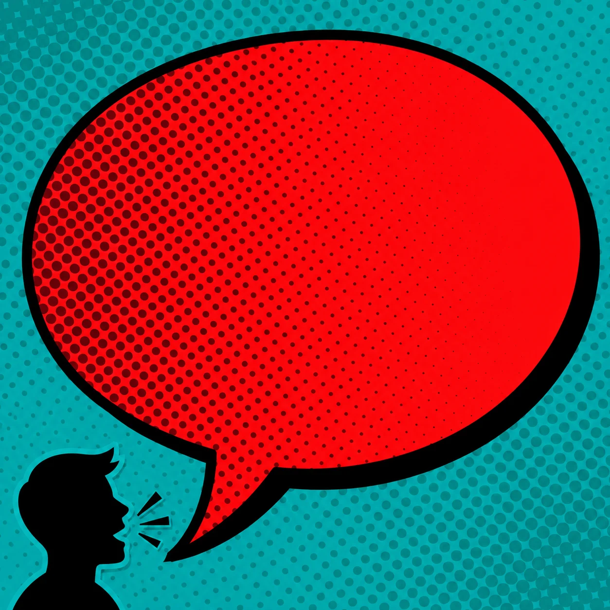 Pop-art speech bubble accent for a LinkedIn marketing article section divider