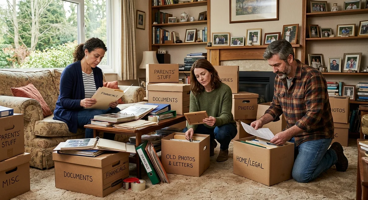 Georgia probate cost Adult siblings sorting through estate documents — Georgia