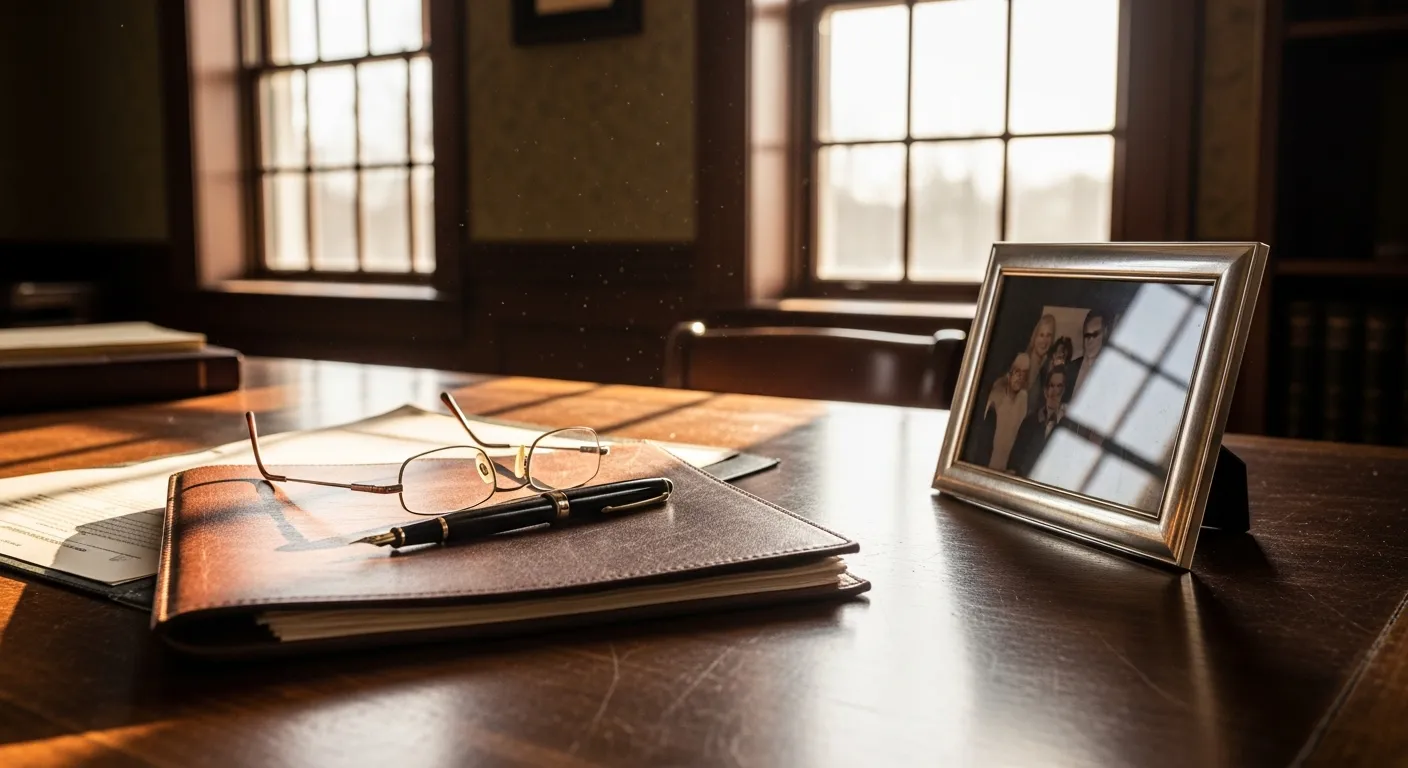 Attorney's desk with court paperwork